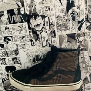 Vans- Brown and Black Plaid Sk8- Hi Reissue